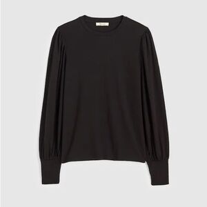 NWT Madewell Smocked Long-Sleeve Top in Soft Slub size XL in Jet Black